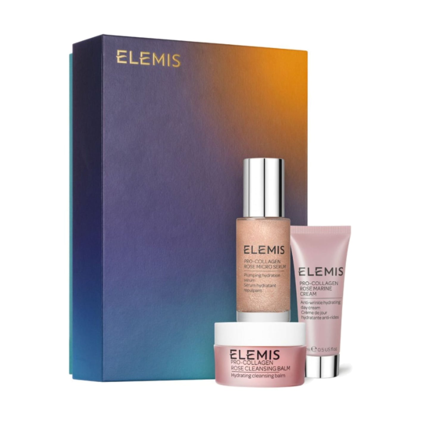 Набір для догляду за обличчям Elemis The Pro-Collagen Rose Icons (очищувальний бальзам, 20 г + крем, 15 мл + cироватка, 30 мл)